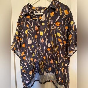 Kvp Gilroy Linen Button Down Short Sleeve Shirt Large